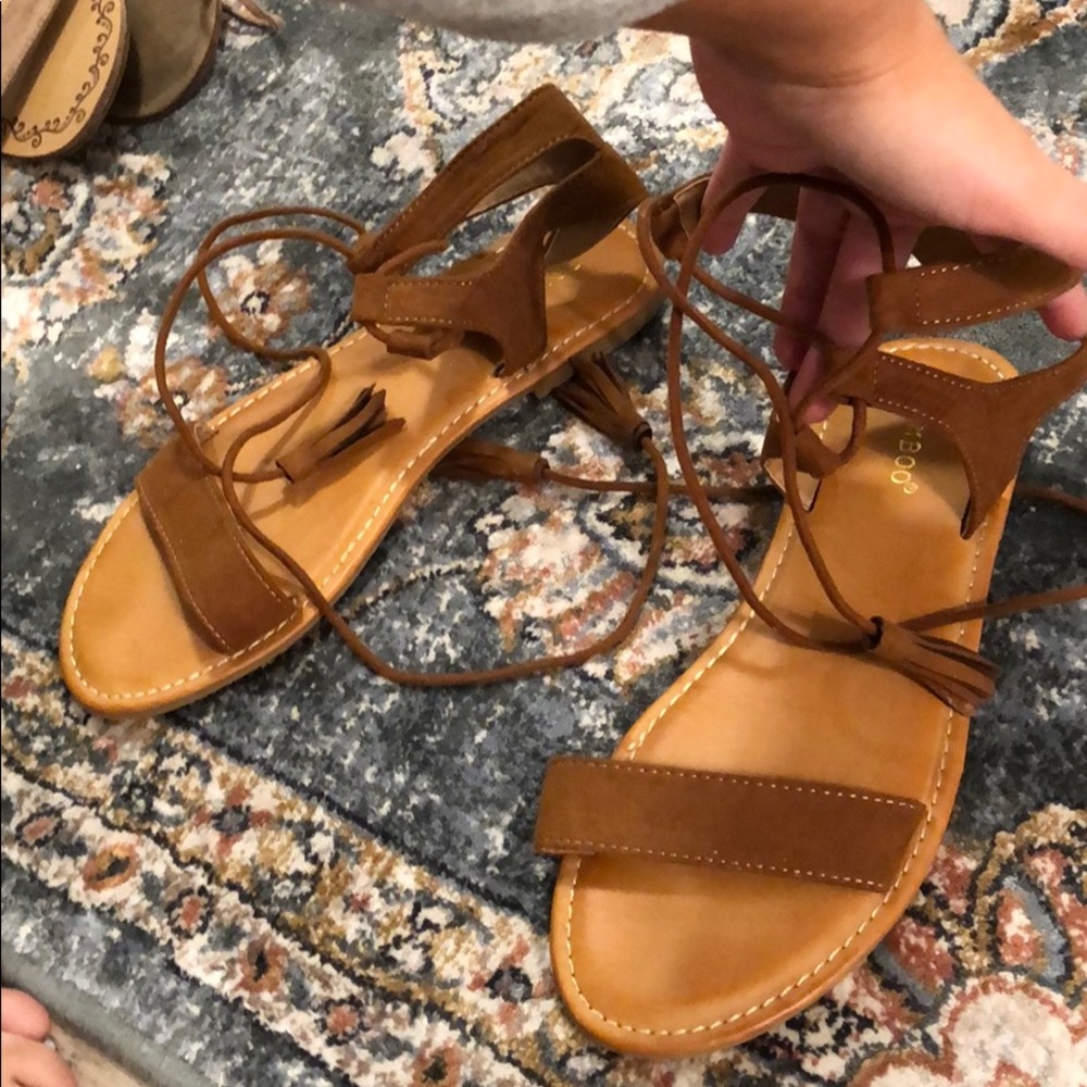 Lace up bamboo sandals